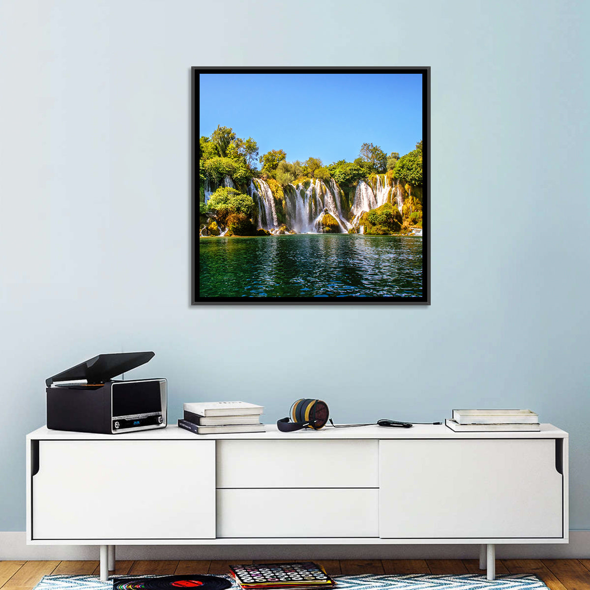 Kravice Waterfalls Wall Art in a room, square