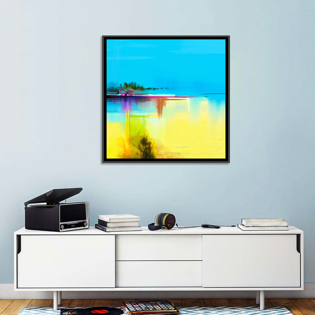 Sunlit Abstract Coastline in Spring Colors Wall Art