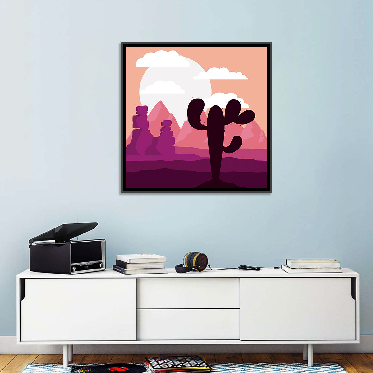 Saguaro Sunset Wall Art in a room, square