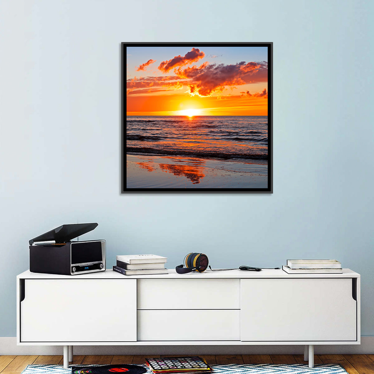 Sunset Over the Baltic Wall Art in a room, square