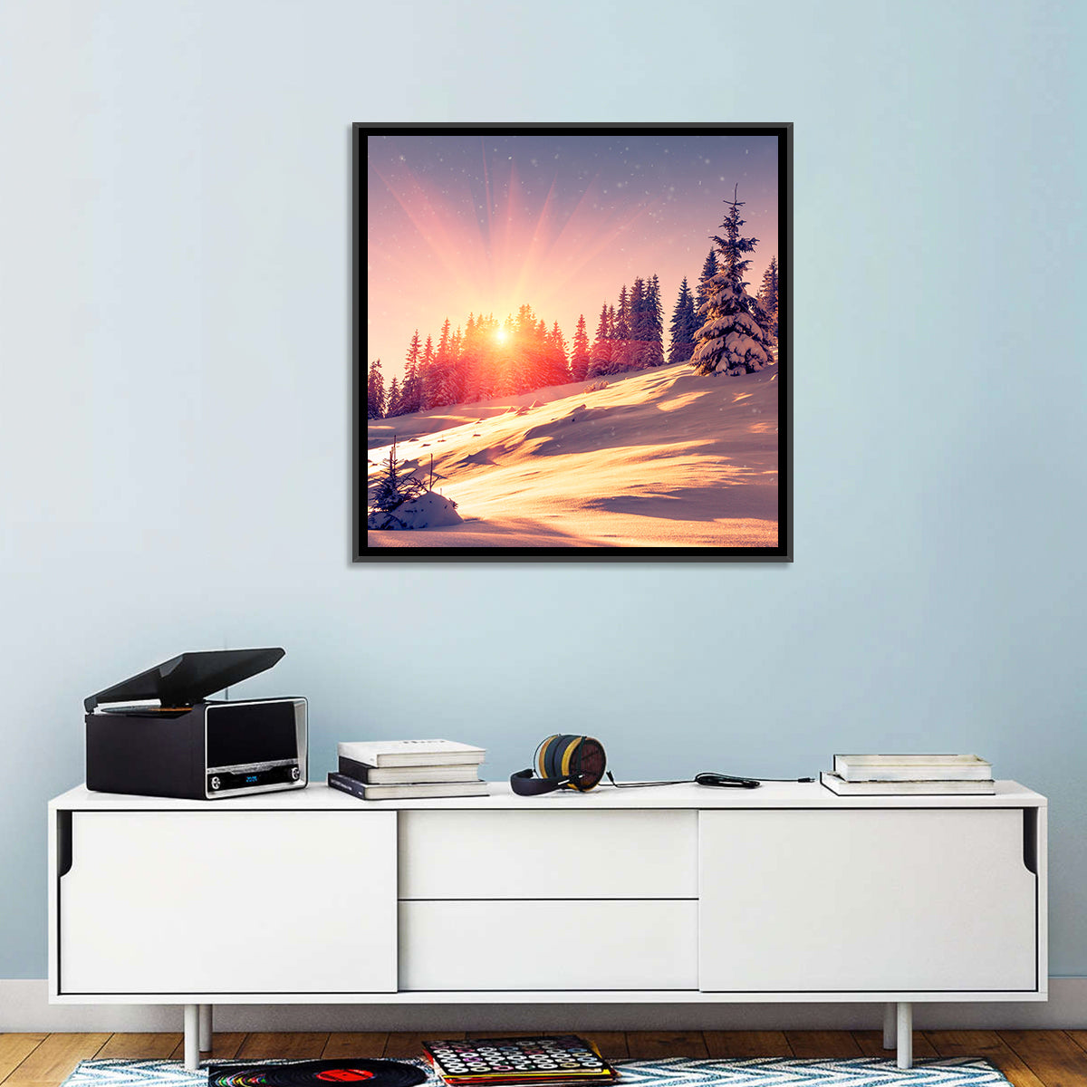 Winter Mountains Sunrise Wall Art