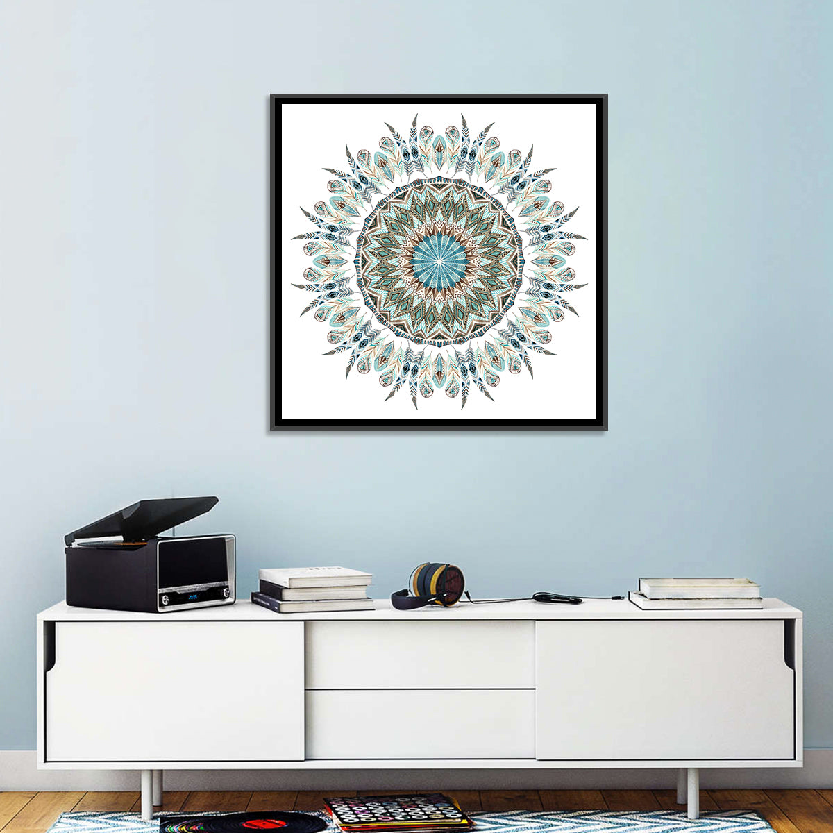 Layered Feather Mandala Wall Art