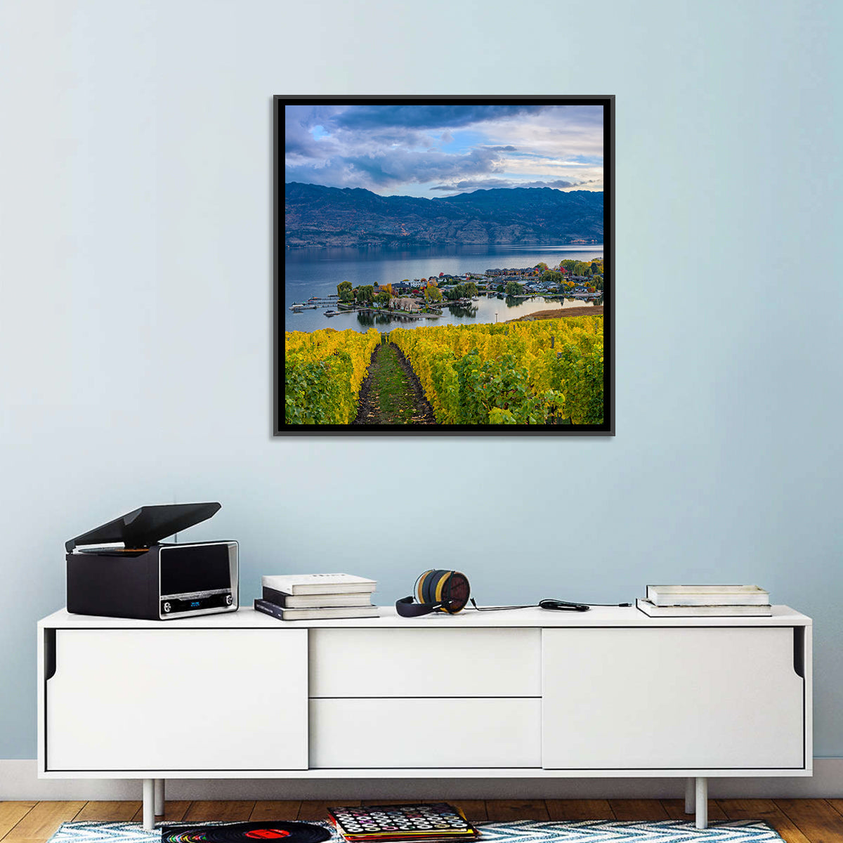 Okanagan Lake Vineyard, Kelowna Wall Art in a room, square