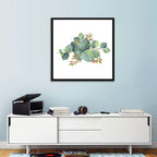 Eucalyptus Leaves with Pink Blossom Wall Art