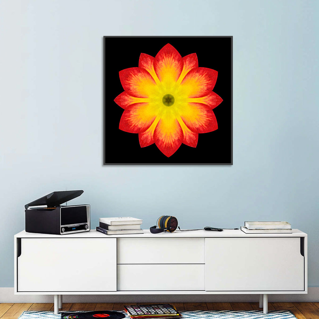 Red Yellow Mandala Flower Pattern Wall Art