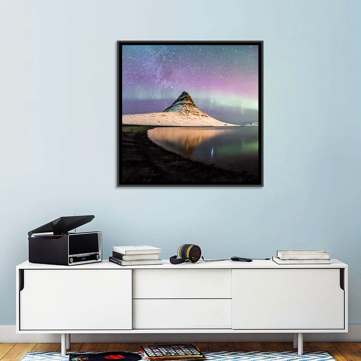 Kirkjufell Under the Milky Way Wall Art in a room, square
