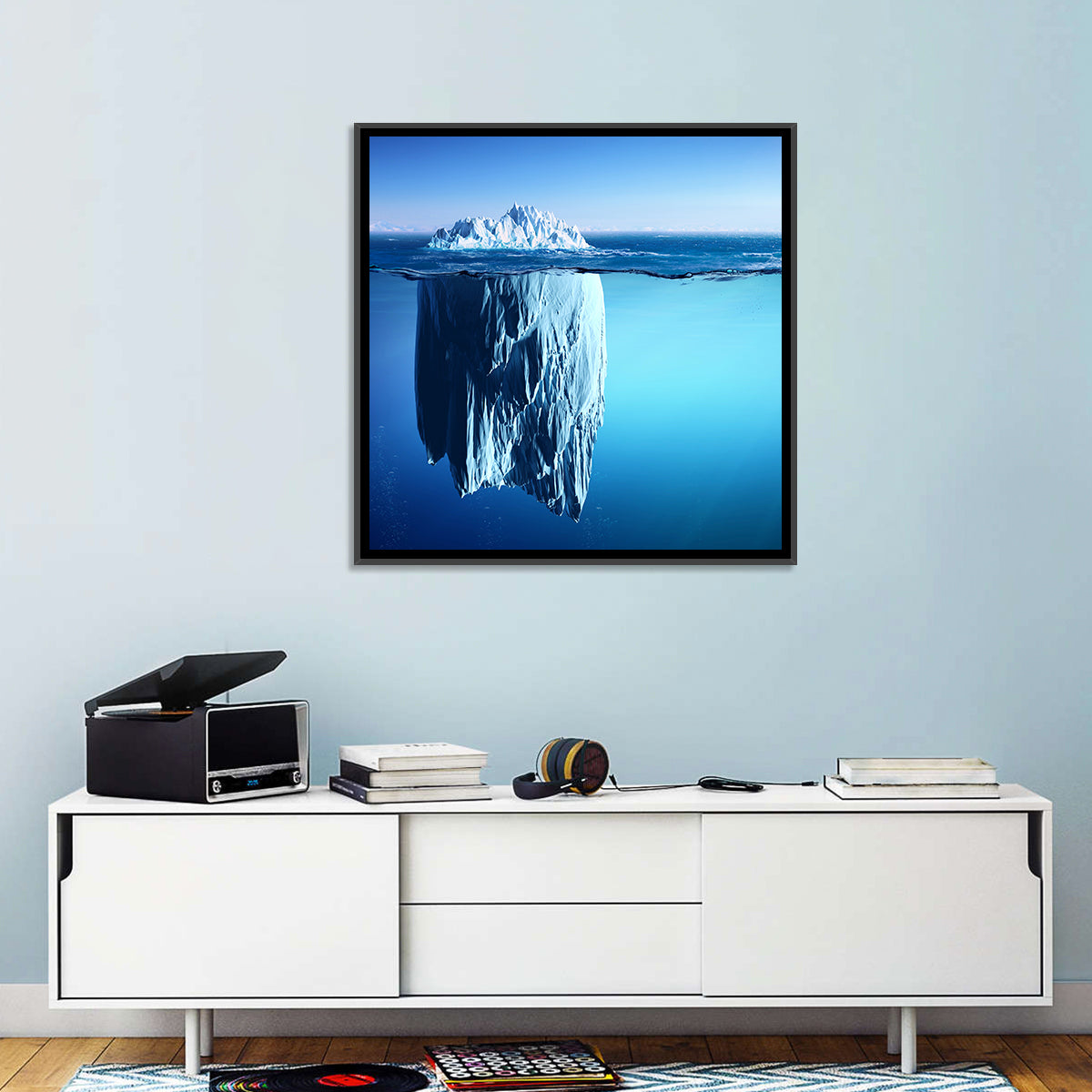 Floating Iceberg Wall Art in a room, square