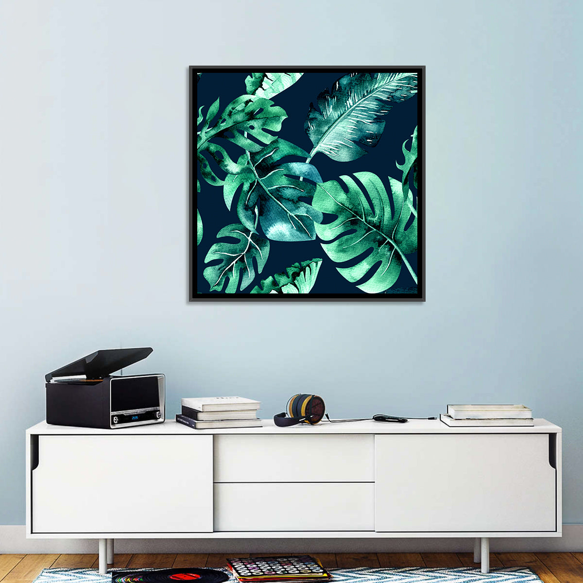 Tropical Watercolor Leaf Pattern Wall Art