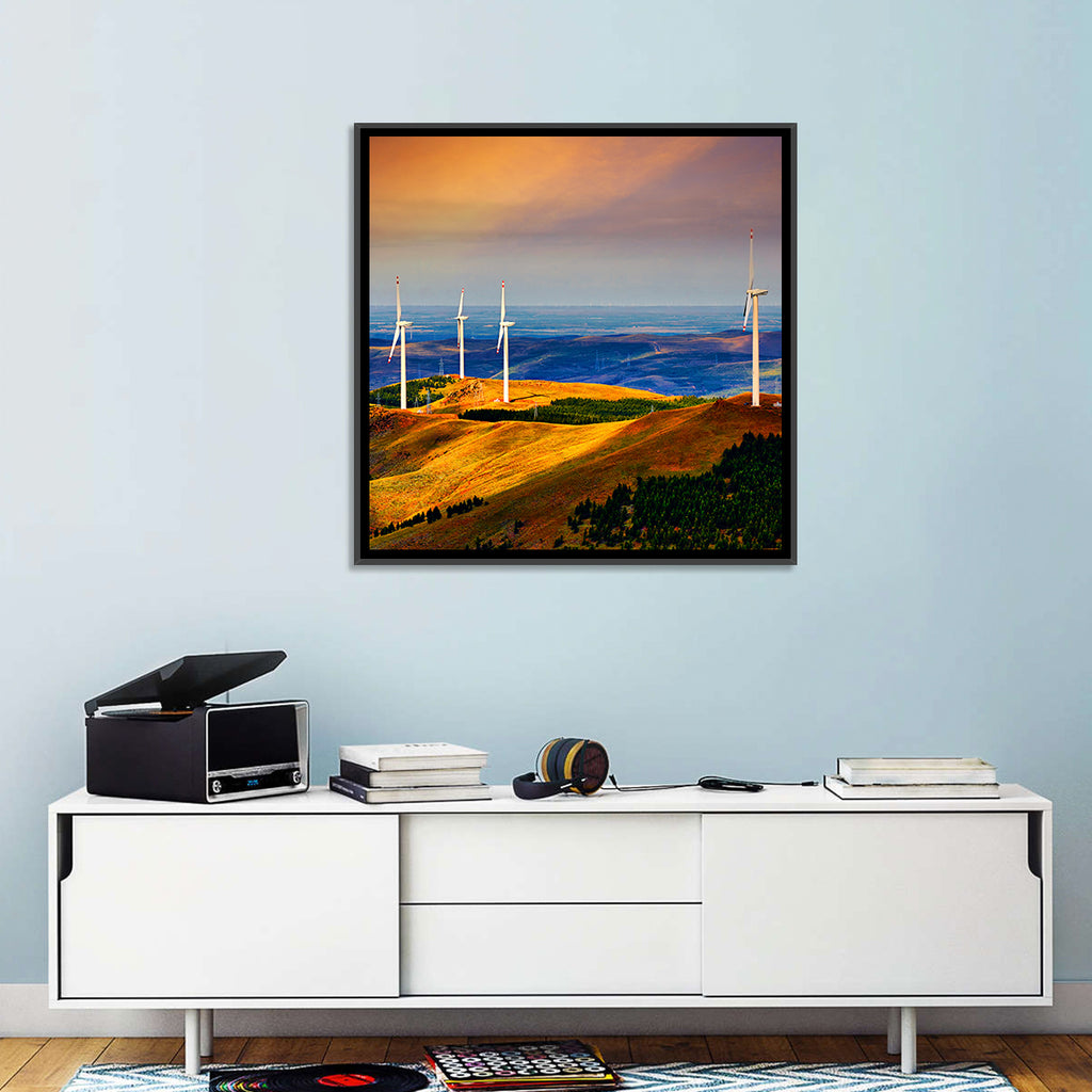 Golden Hour Wind Turbines Wall Art