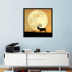 Bull Elk Silhouette Under Supermoon Wall Art