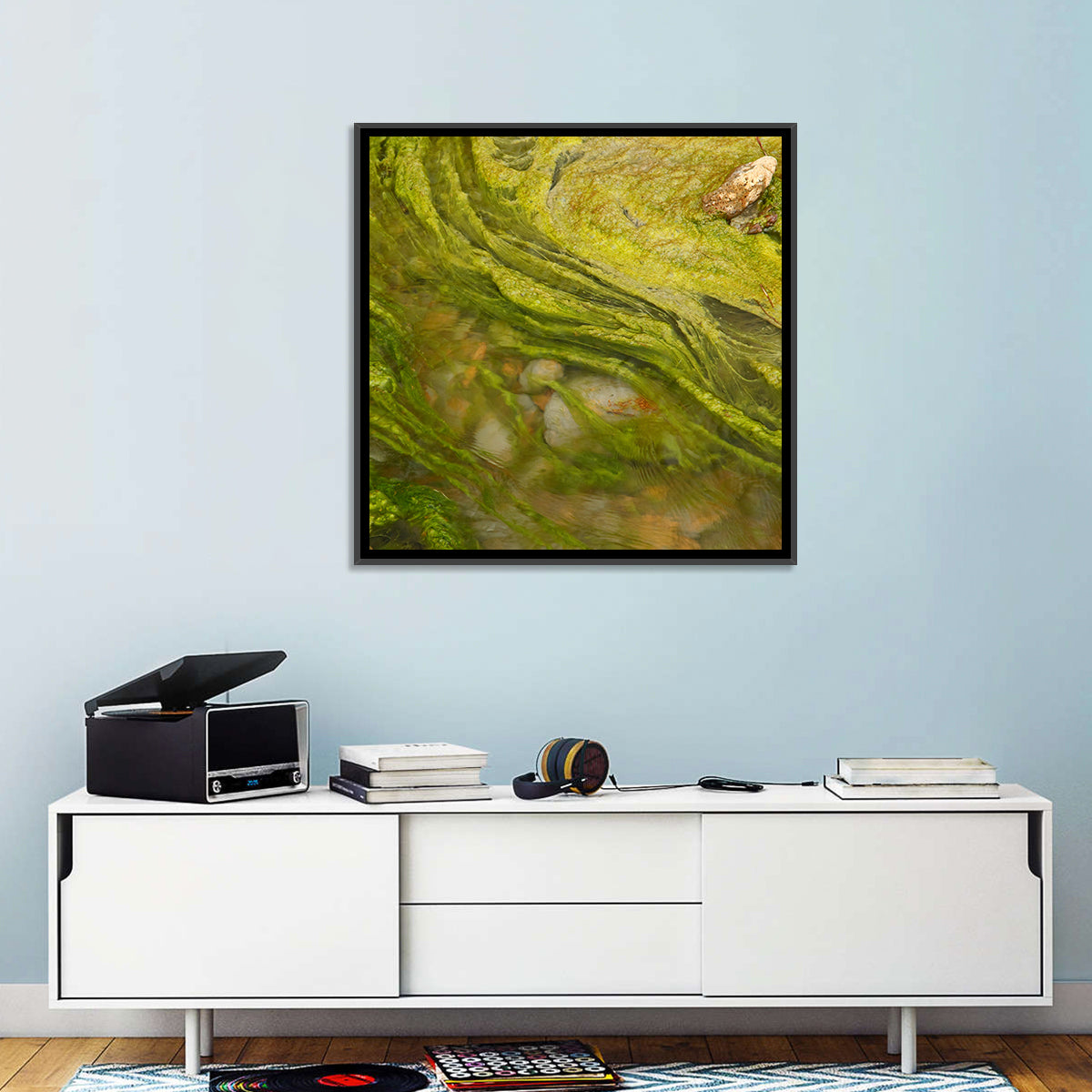 Macro Algae Stream Wall Art in a room, square