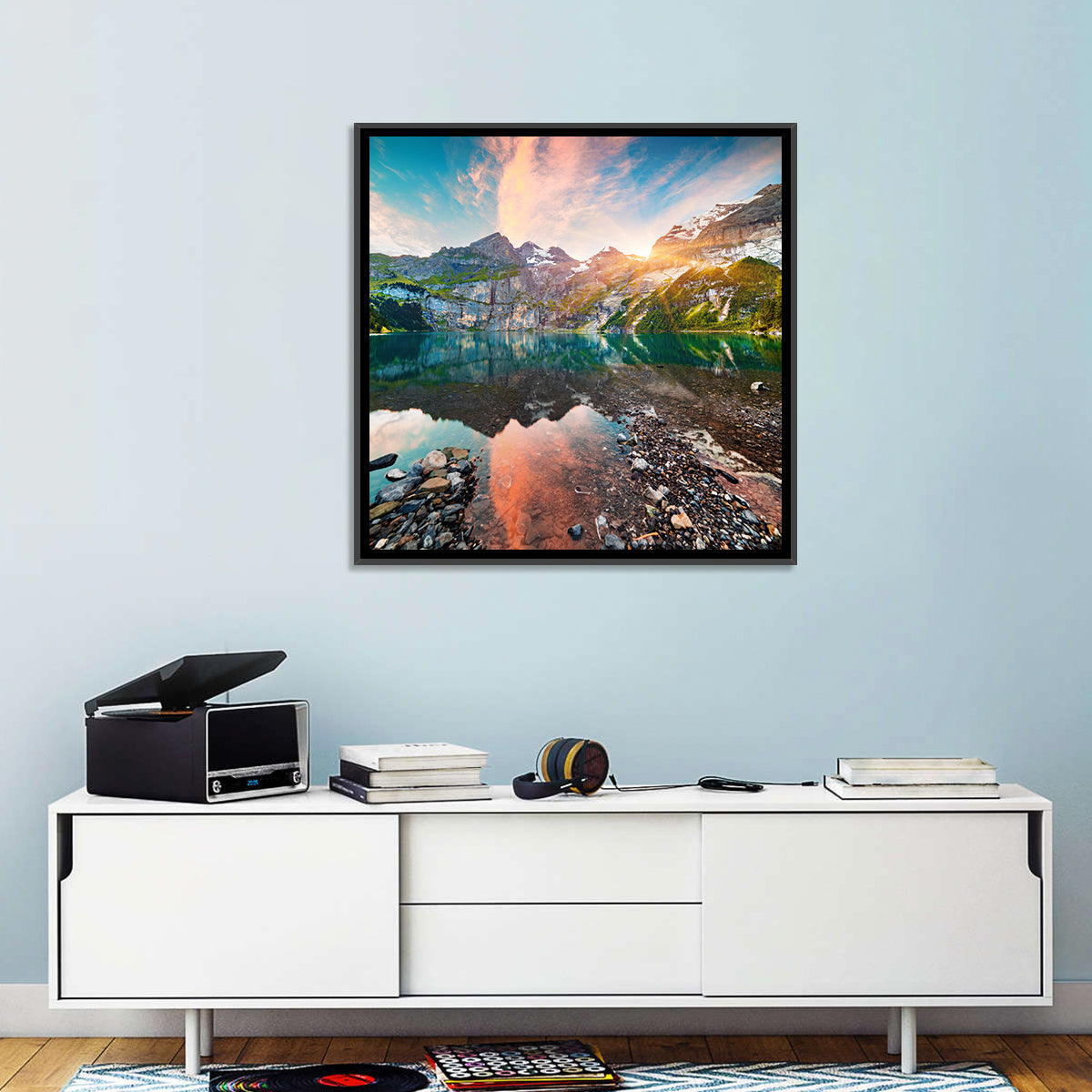 Oeschinensee Reflection Wall Art in a room, square