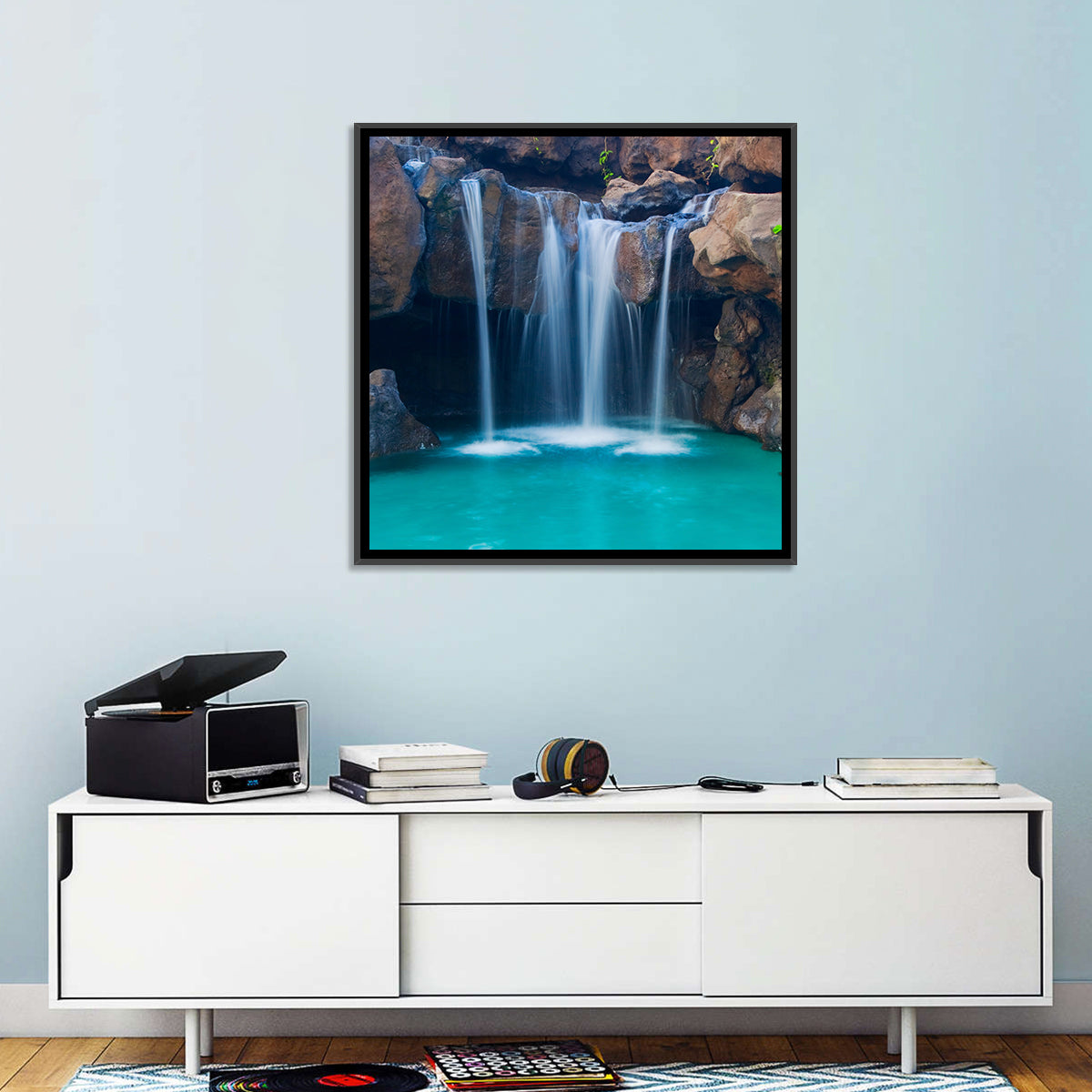 Waterfall Into Turquoise Pool Wall Art