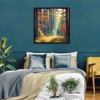 Sunlit Autumn Pine Forest Wall Art