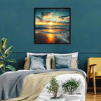 Sunlit Cloudscape Over Beach Wall Art