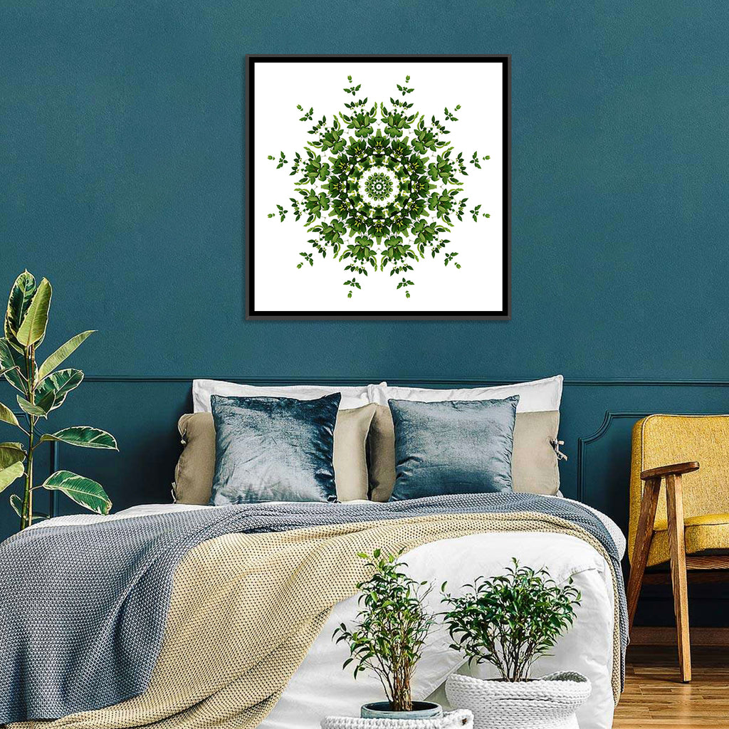 Botanical Green Leaf Mandala Wall Art
