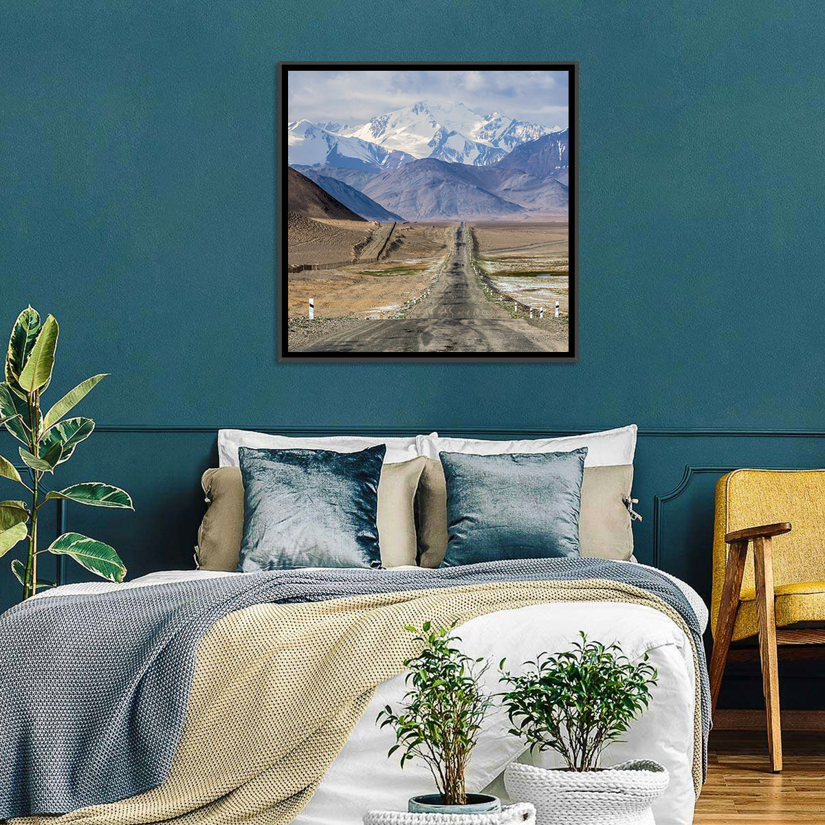 Pamir Mountain Road Wall Art in a room, square