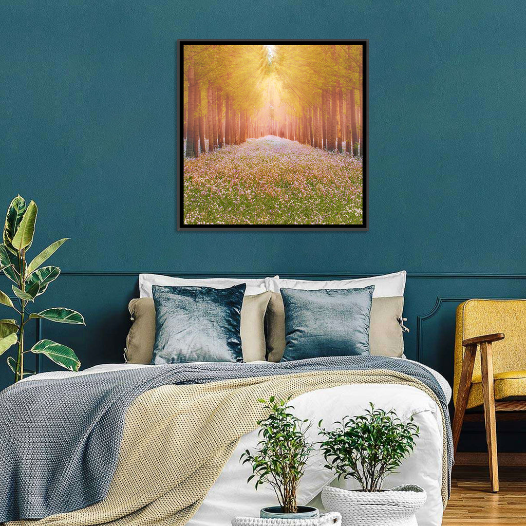 Golden Morning Forest Path Wall Art