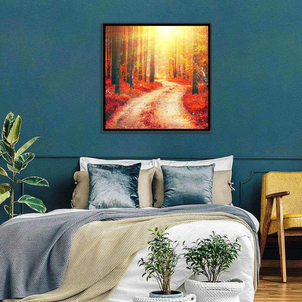 Golden Path Through Autumn Woods Wall Art
