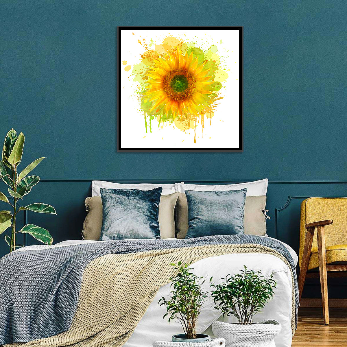 Watercolor Sunflower Wall Art