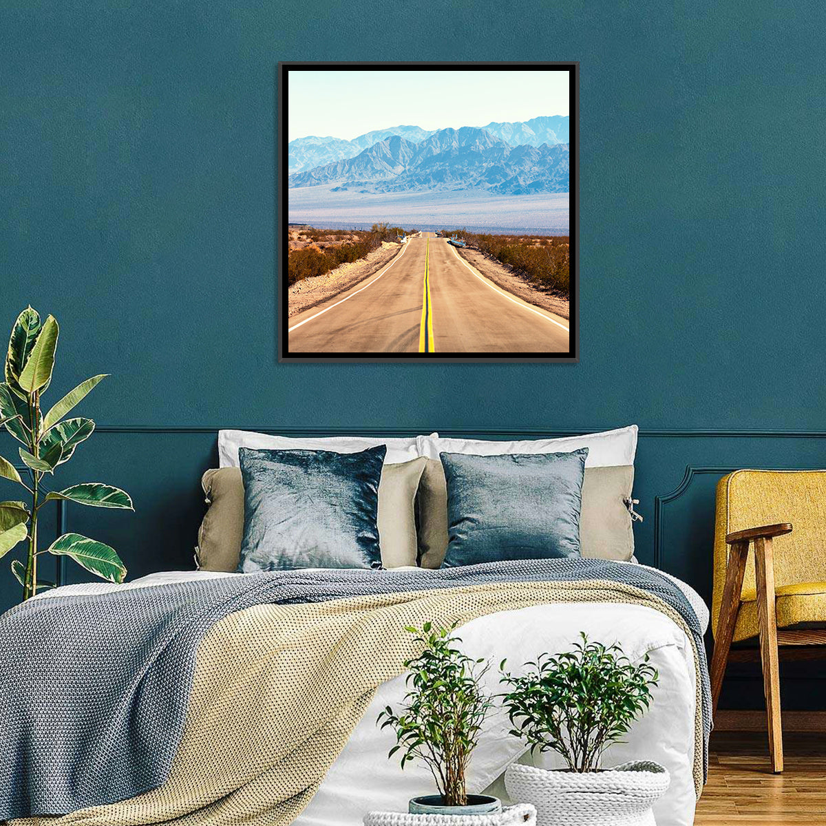 Mojave Desert Route 66 Wall Art in a room, square