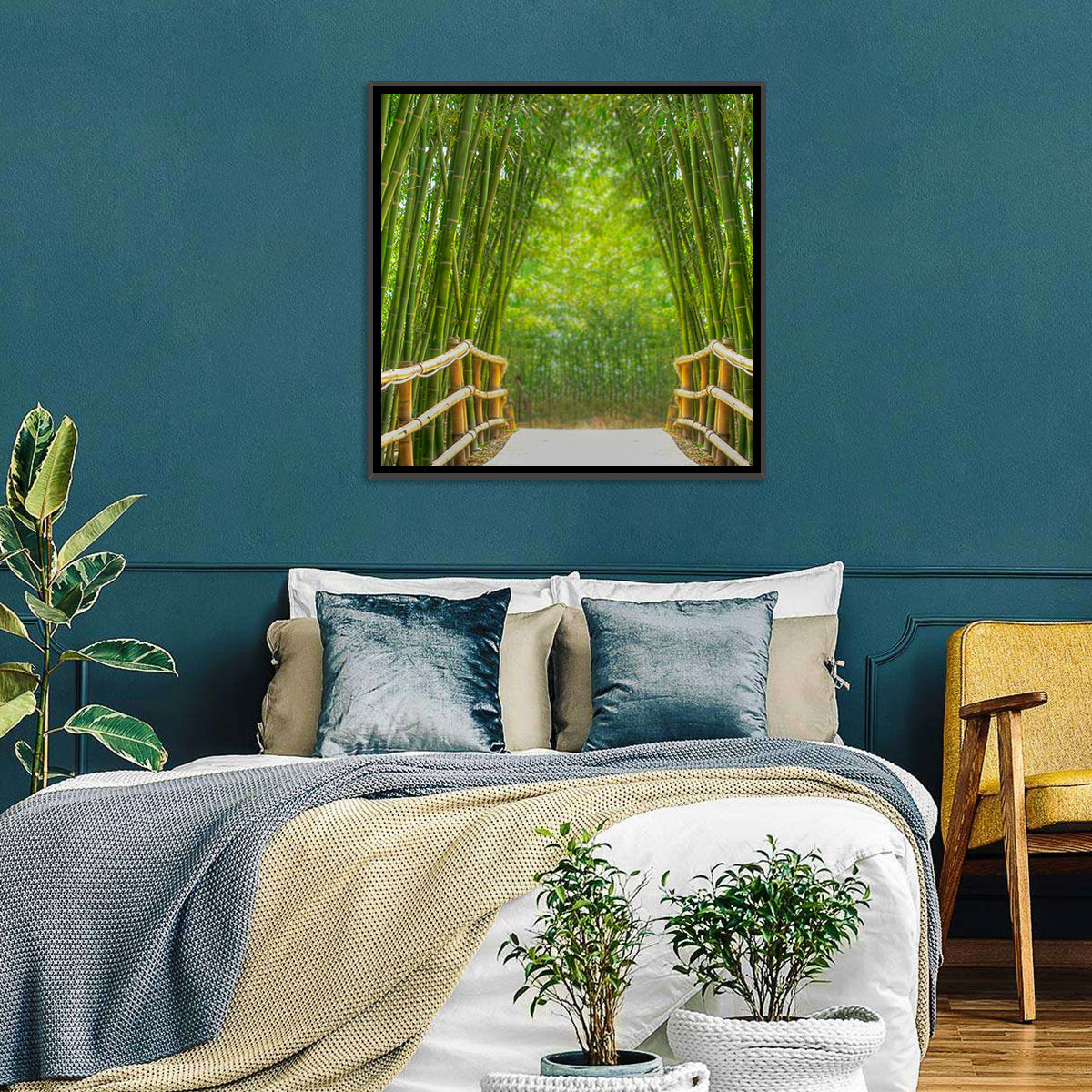 Bamboo Alley Wall Art in a room, square