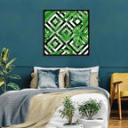 Tropical Geometric Leaves Pattern Wall Art