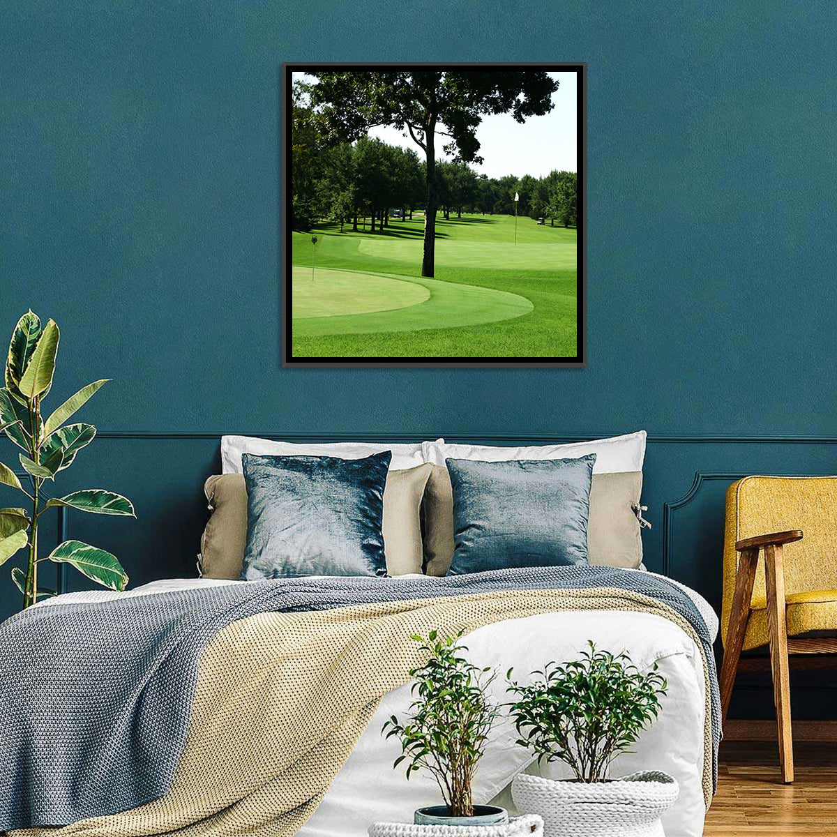 Oklahoma Golf Course Greens Wall Art in a room, square