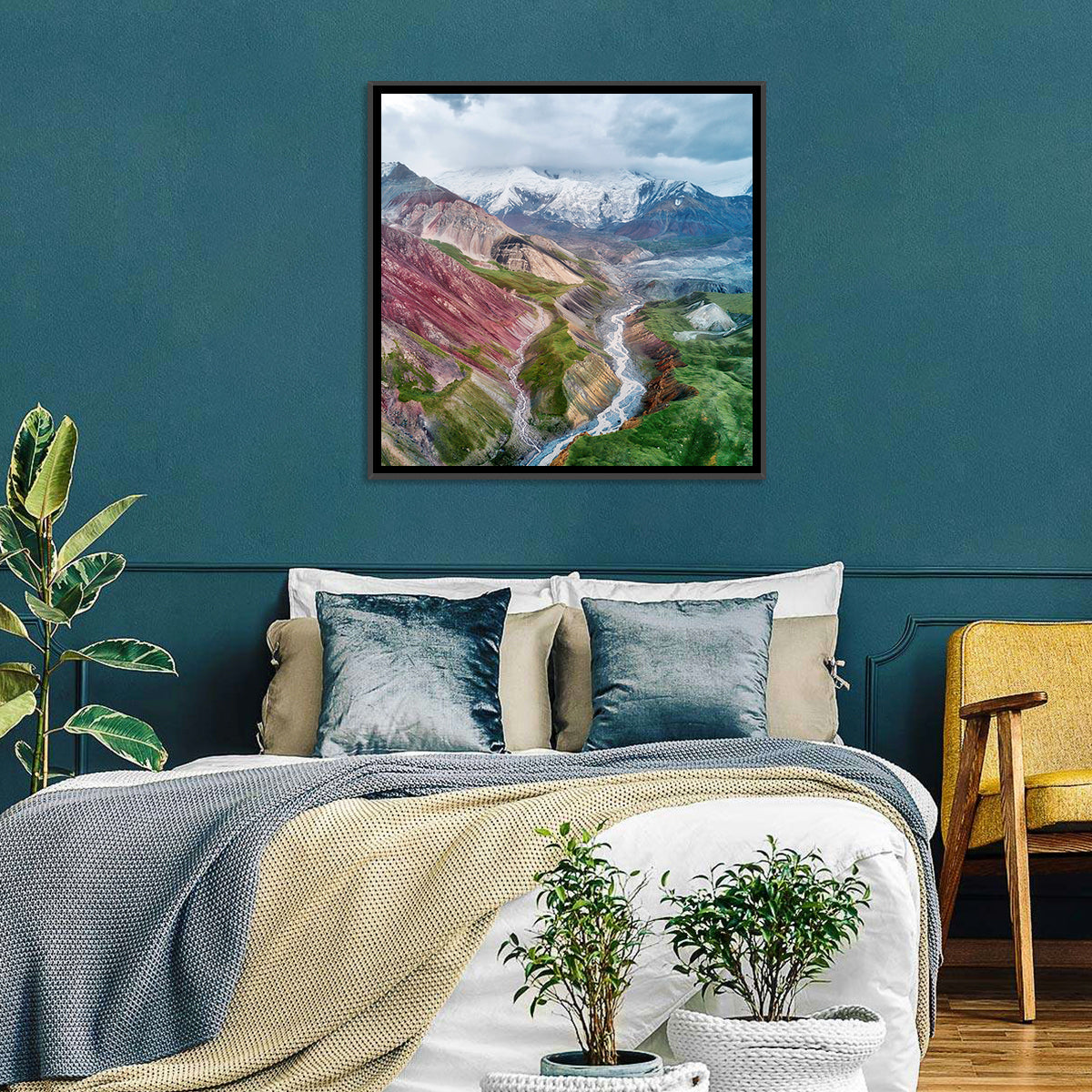 Mount Lenin Glacial Valley Wall Art in a room, square
