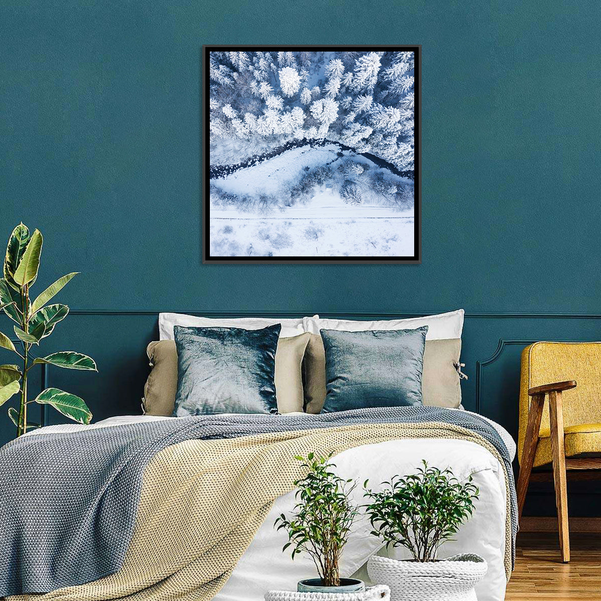 Snowy Forest Stream Wall Art