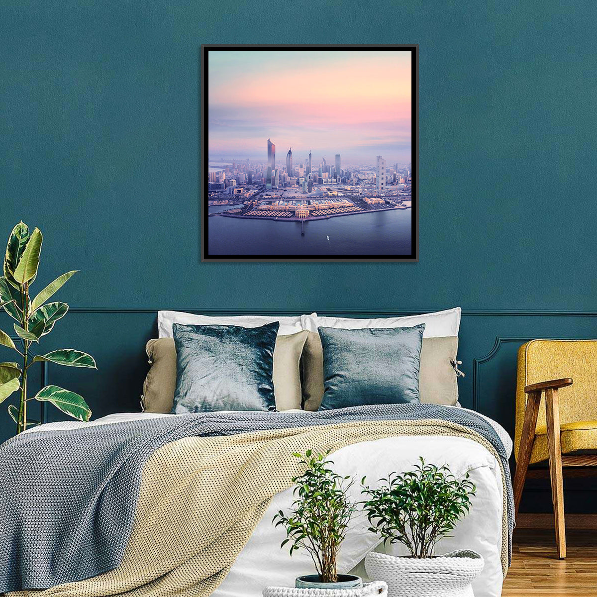 Foggy Kuwait Skyline Wall Art