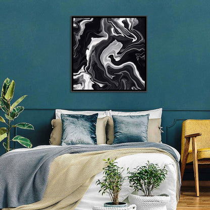 Flowing Black Marble Abstract Wall Art