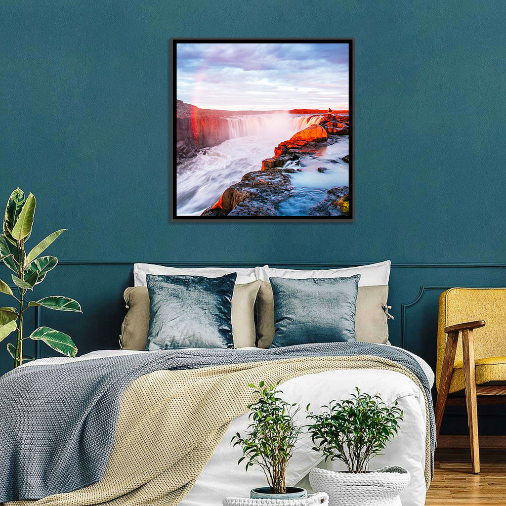 Golden Hour Selfoss Falls Rainbow Wall Art