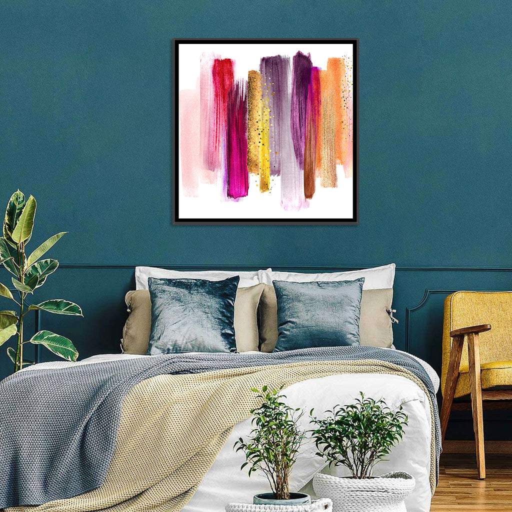 Fuchsia and Gold Brush Strokes Wall Art