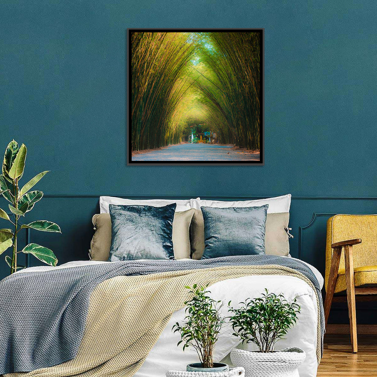Arched Bamboo Tunnel Wall Art in a room, square
