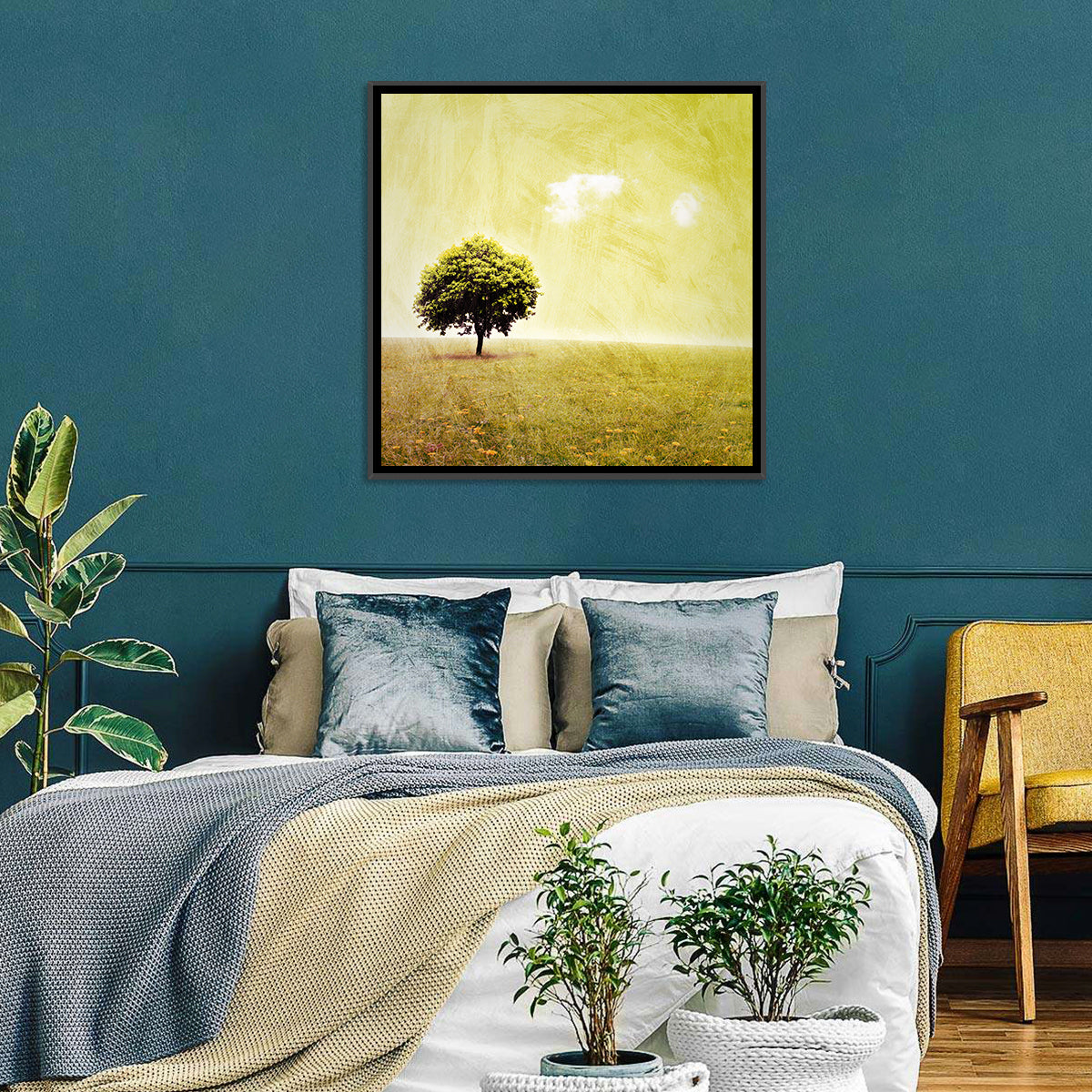 Grunge Tree in Meadow Wall Art