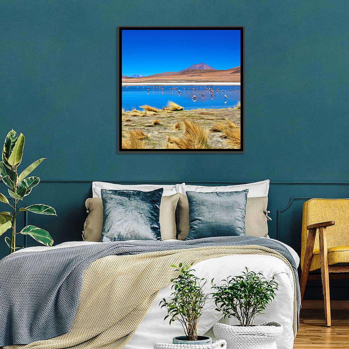 Laguna Flamingo Lake Wall Art in a room, square