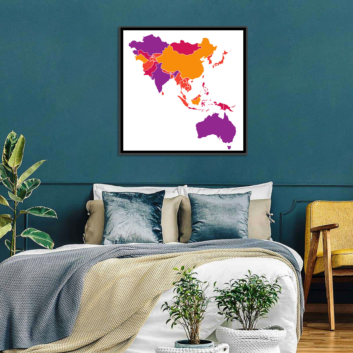 Asia Pacific Map Wall Art