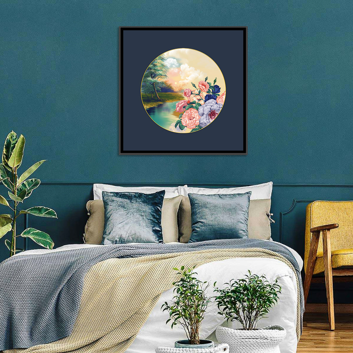 Golden Garden Circle Wall Art