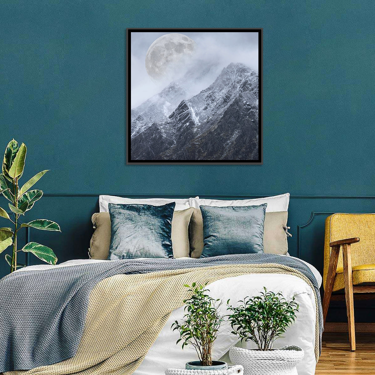 Supermoon Over Snow-capped Peaks Wall Art