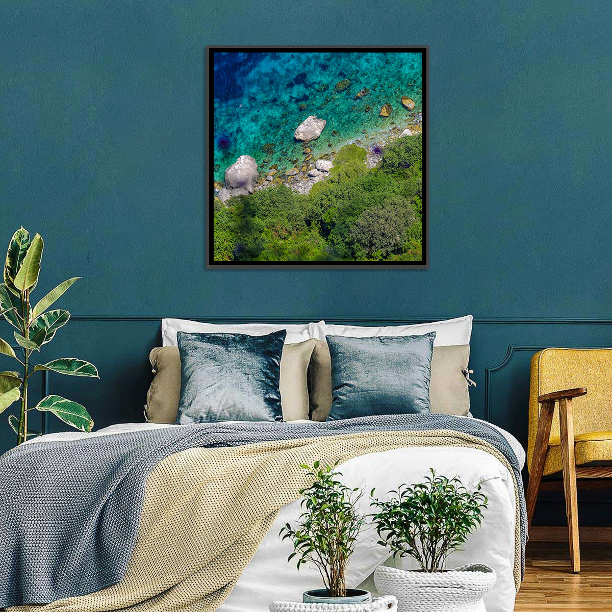 Capri Island Coast Wall Art in a room, square