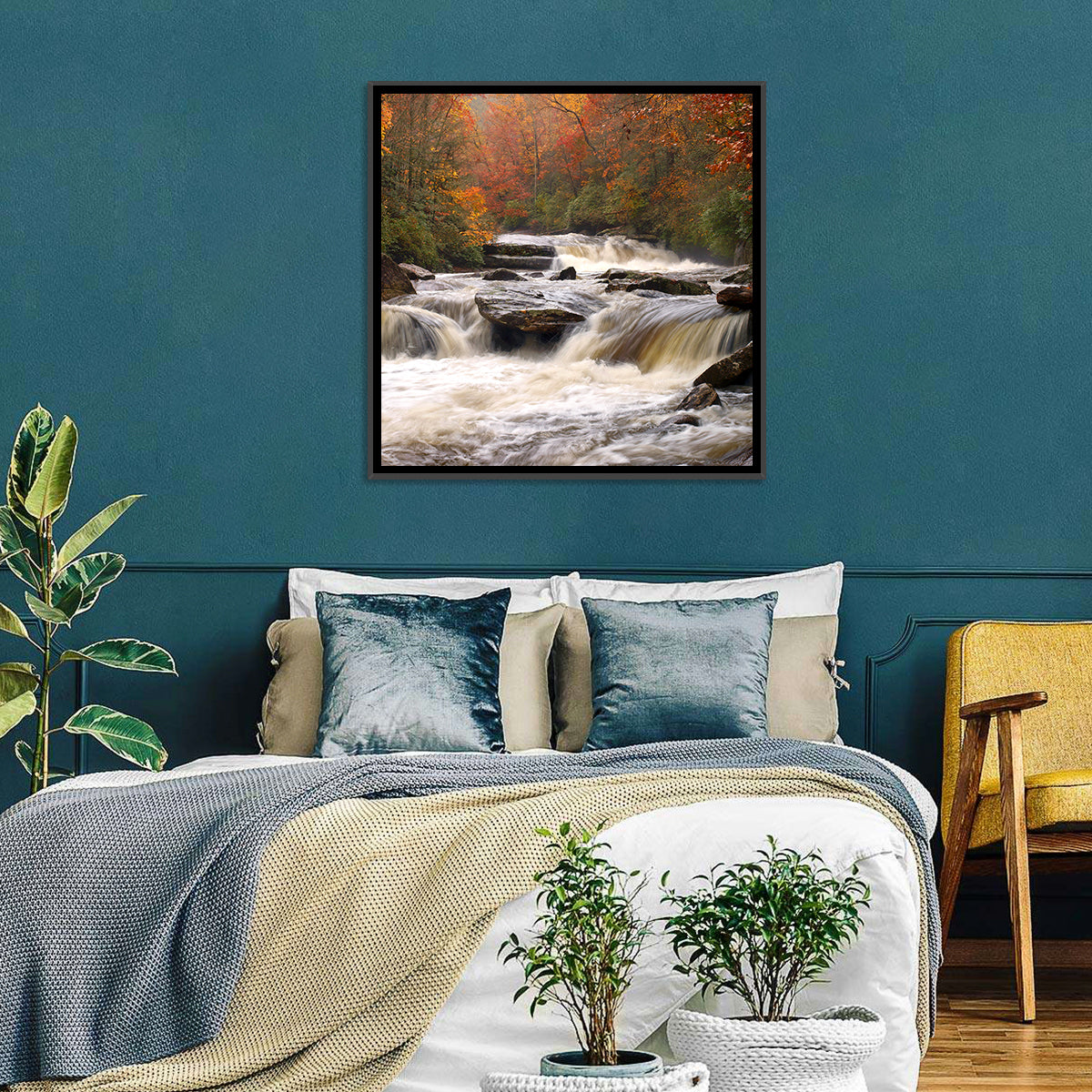 Carolina River in Autumn Wall Art in a room, square
