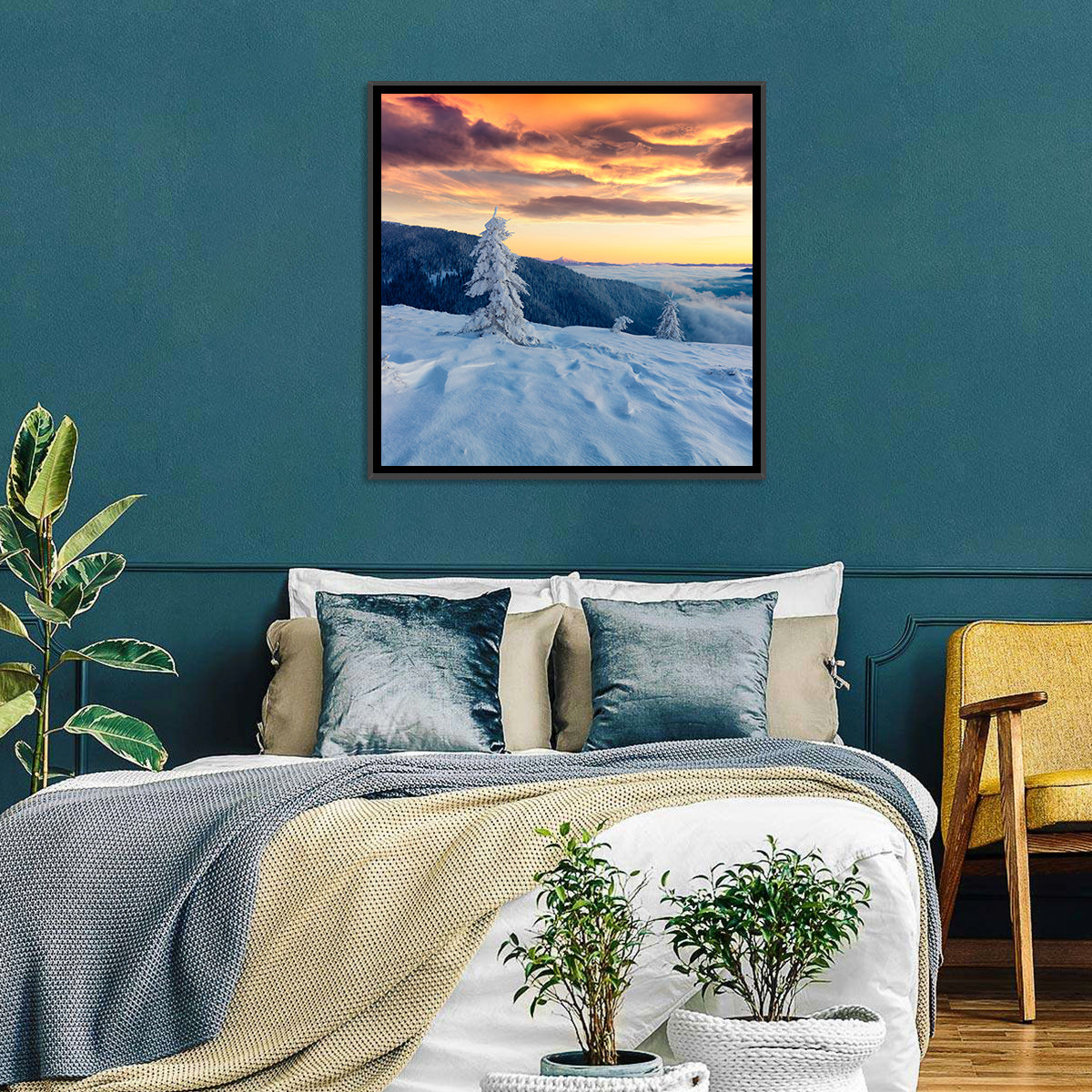 Carpathian Sunrise Wall Art in a room, square