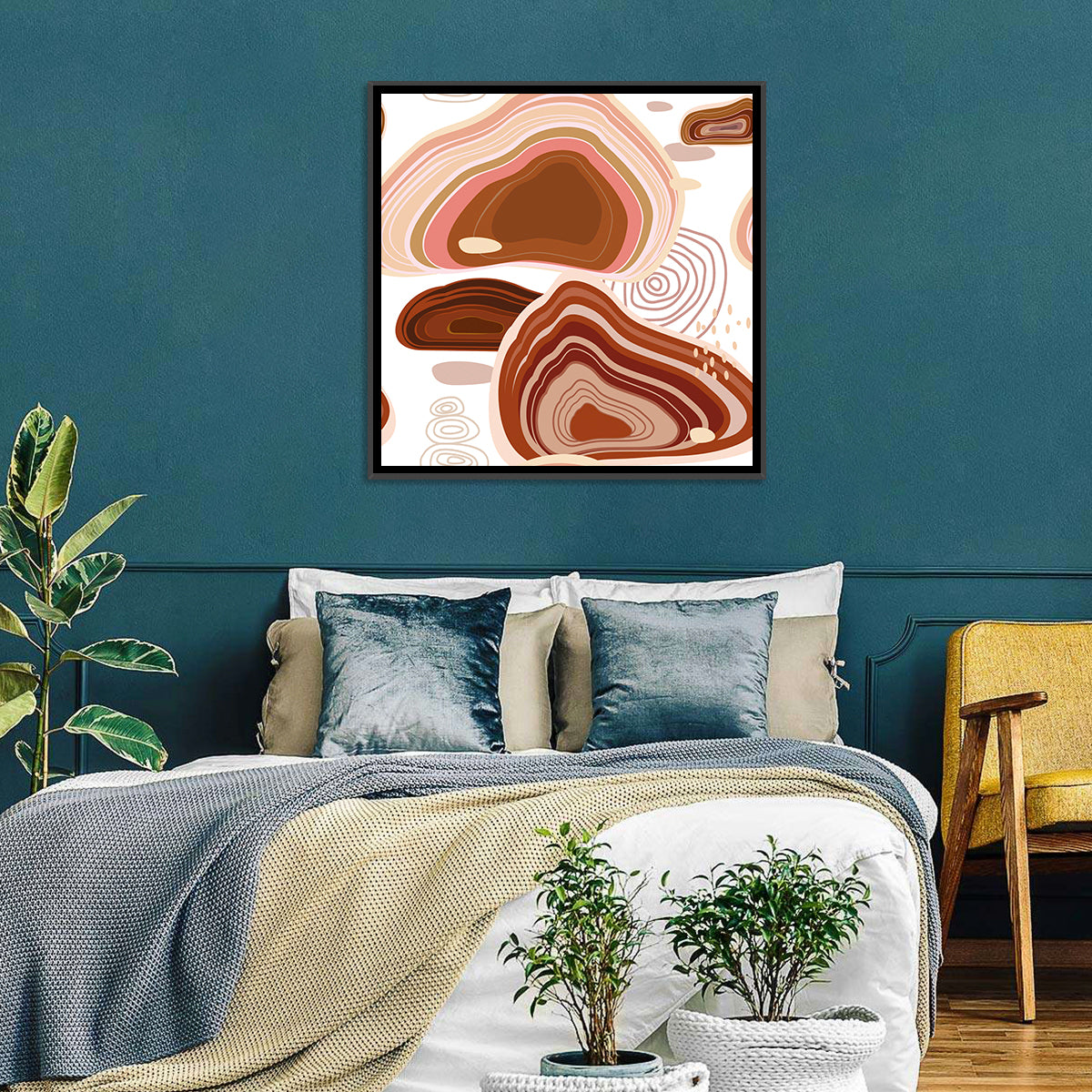 Precious Stones Abstract Wall Art in a room, square
