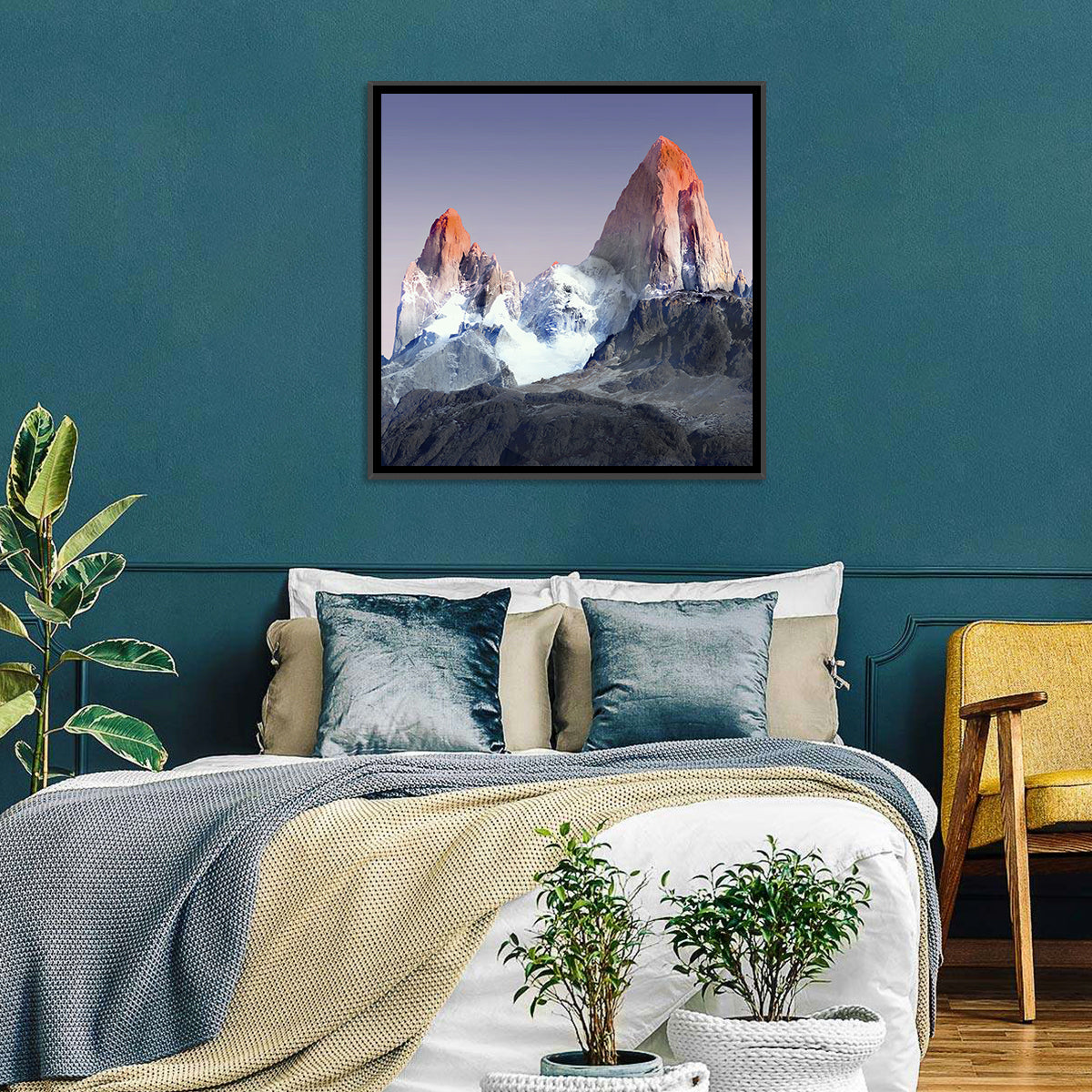 Mount Fitz Roy Wall Art in a room, square