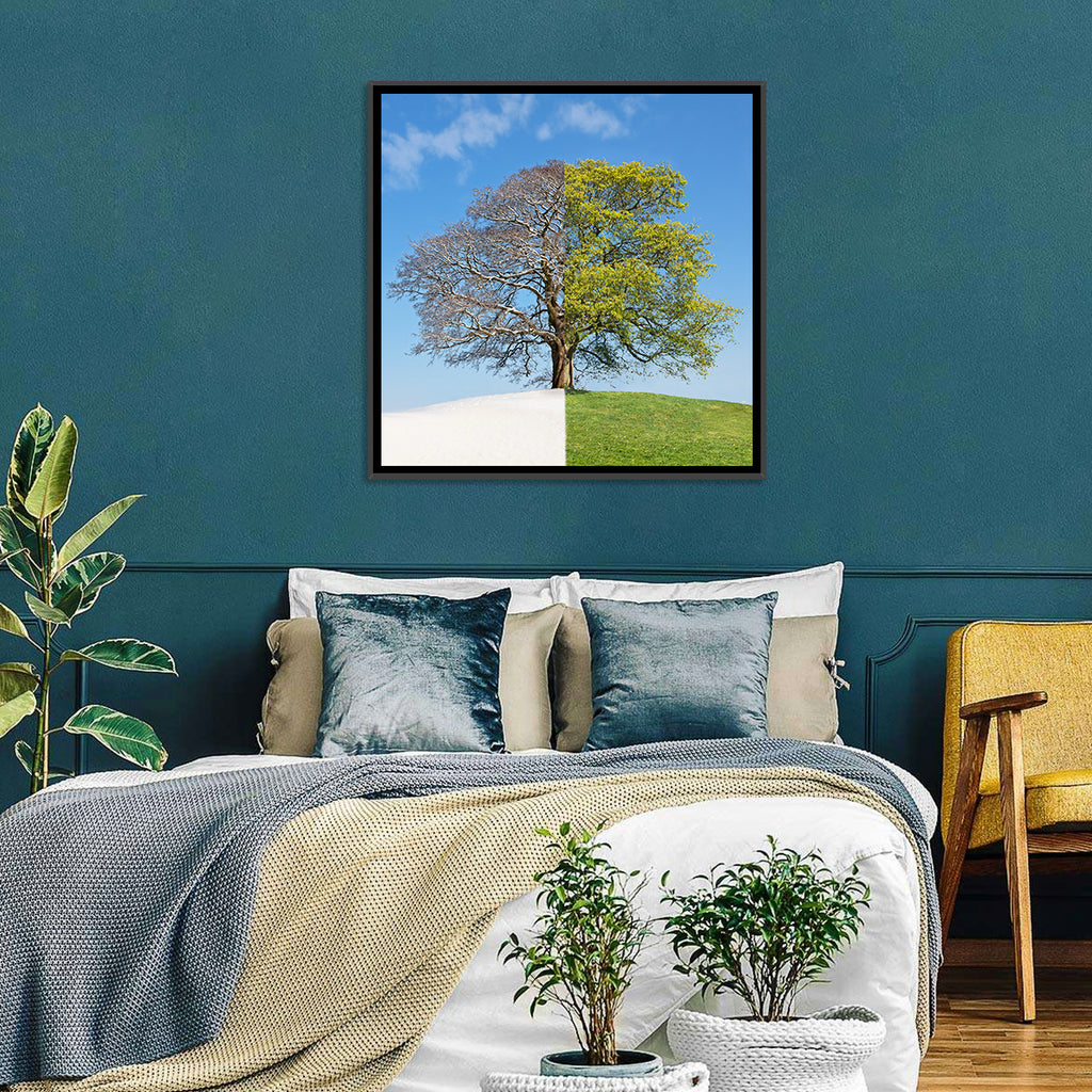 Split Season Tree Landscape Wall Art