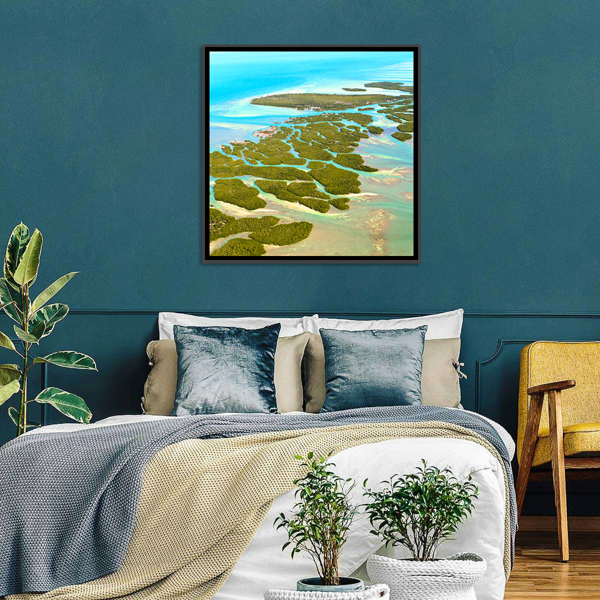 Florida Keys Mangrove Islands Wall Art in a room, square
