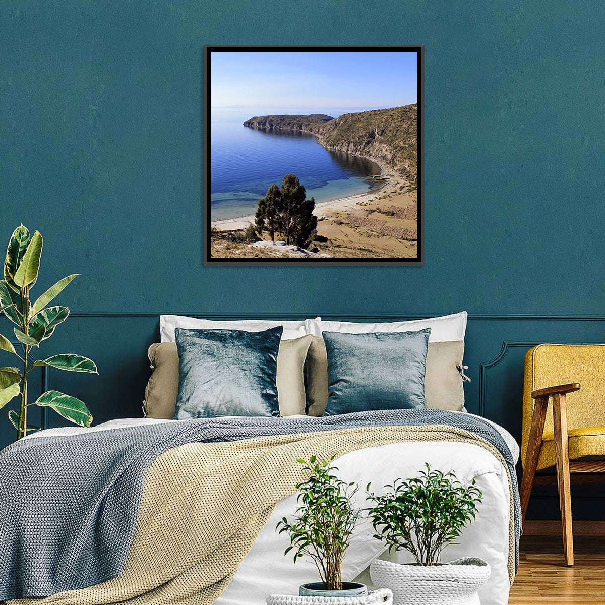 Titicaca Cliffs and Turquoise Water Wall Art