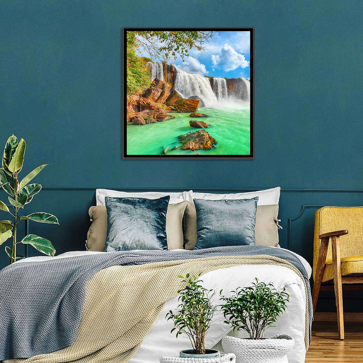Dray Nur Waterfall Wall Art in a room, square