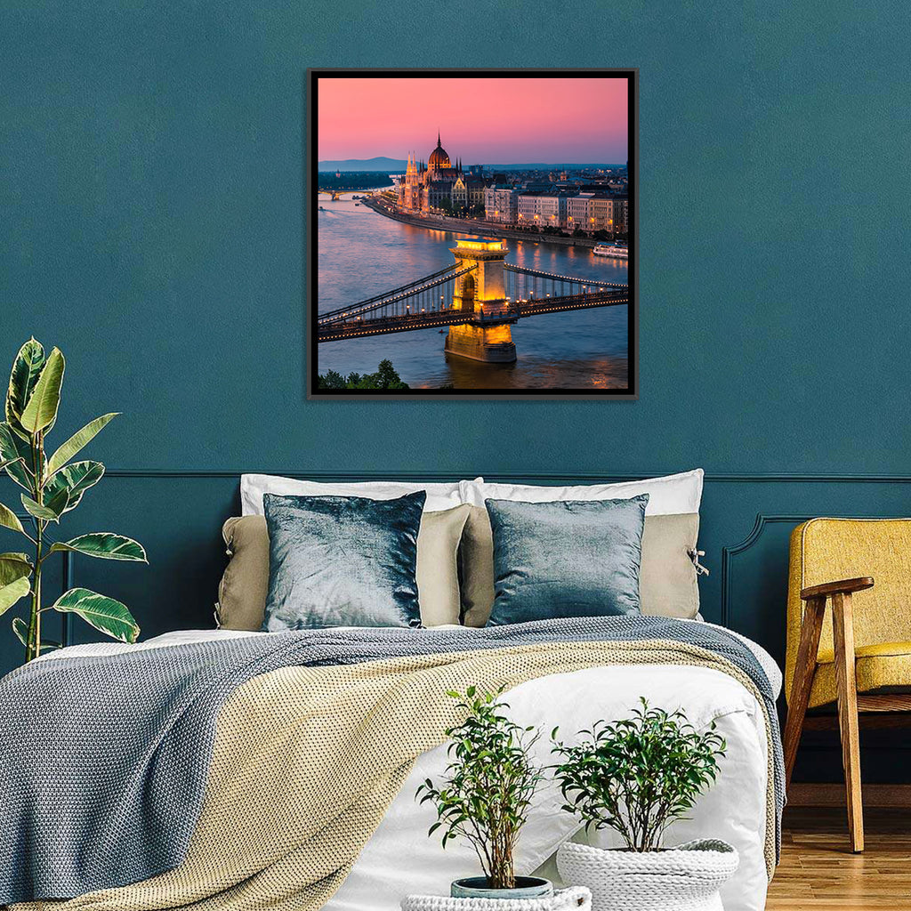 Budapest Chain Bridge at Twilight Wall Art